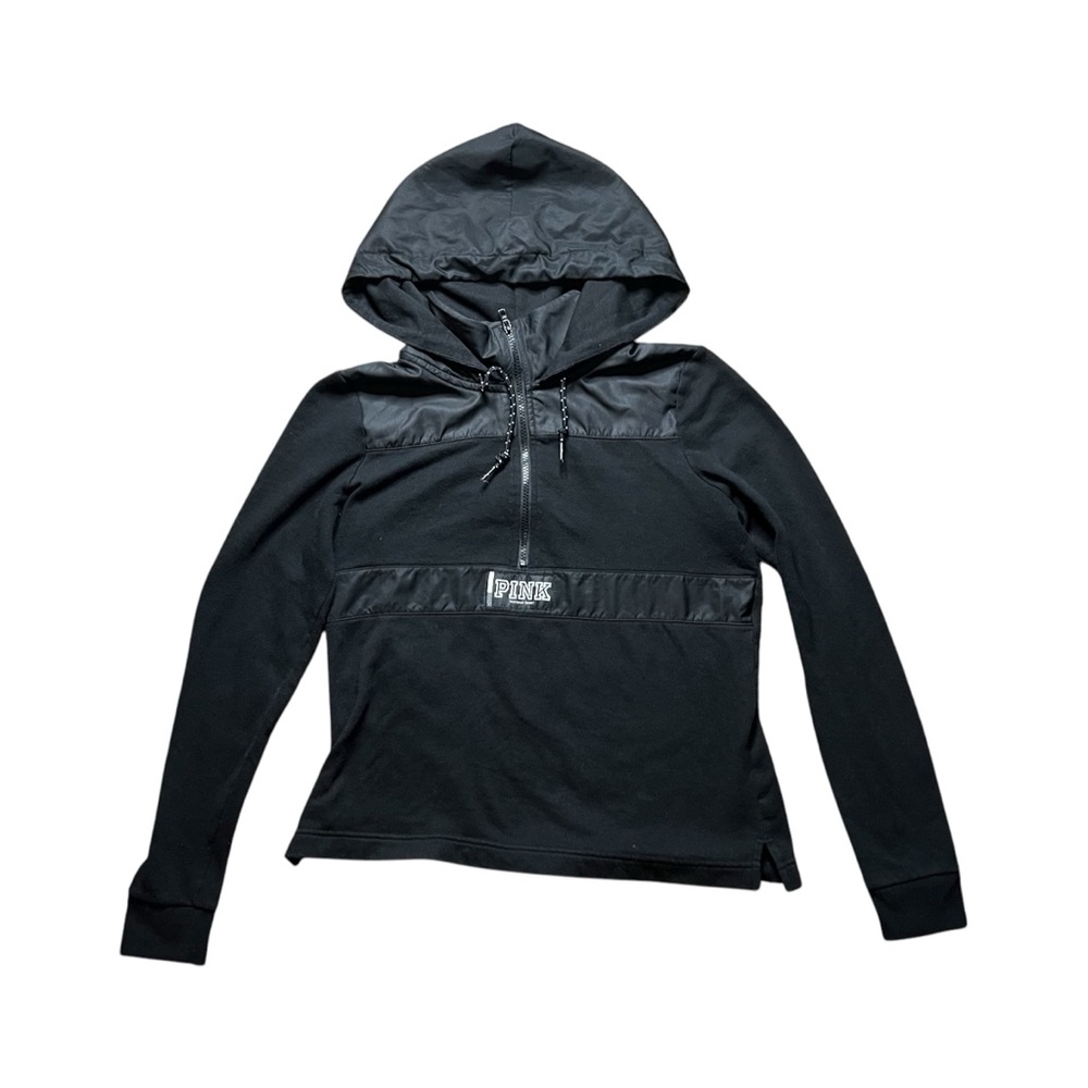 Victoria’s Secret PINK Black Hooded Pullover Sweatshirt Size S